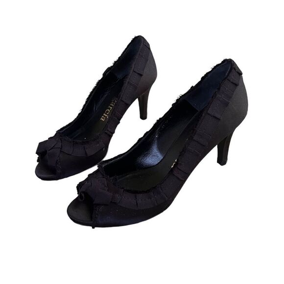 Pedro Garcia Noemi Black Satin Heels 6.5 NEW with box - Picture 3 of 13